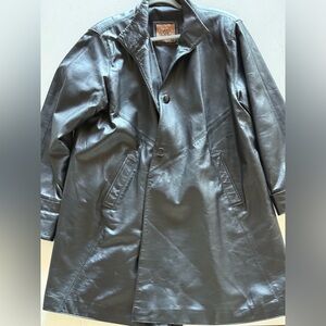 Casa Lopez Buenos Aires Black Leather Coat – Minimalist Overcoat – Men’s L
